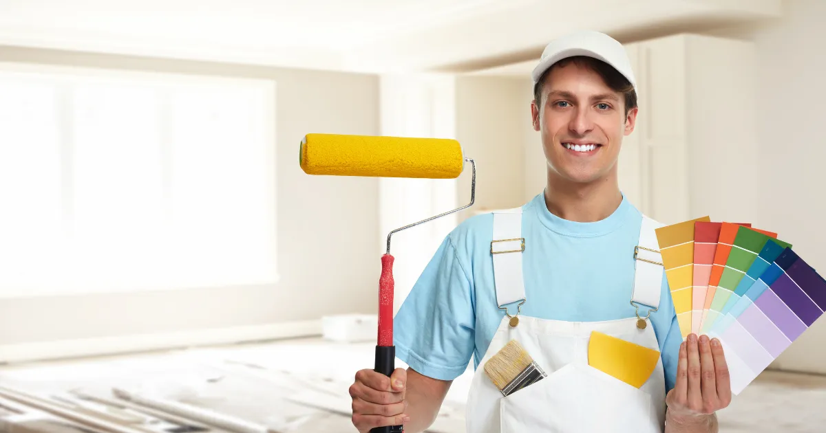 Painter holding up colour chart in Cairns